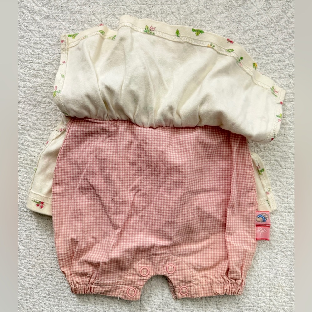 Peter Rabbit Beatrix Potter Embroidered Floral Pink and White Gingham Romper - Picture 6 of 6